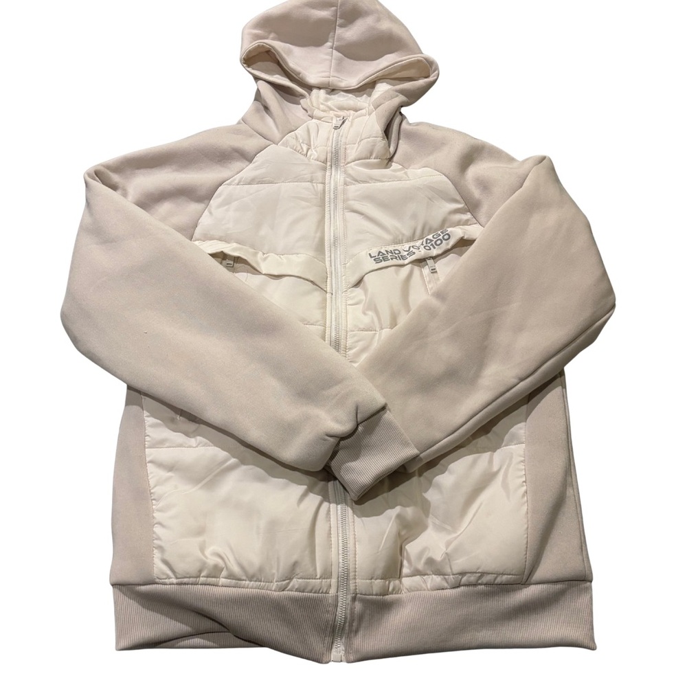 Cream Hooded Puffer Jacket.mj1217